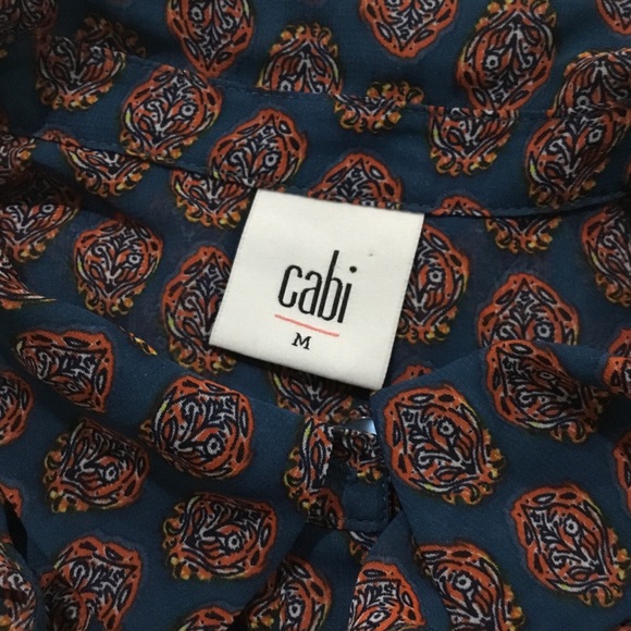 Cabi medallion reign blue ruffle top - Picture 4 of 8